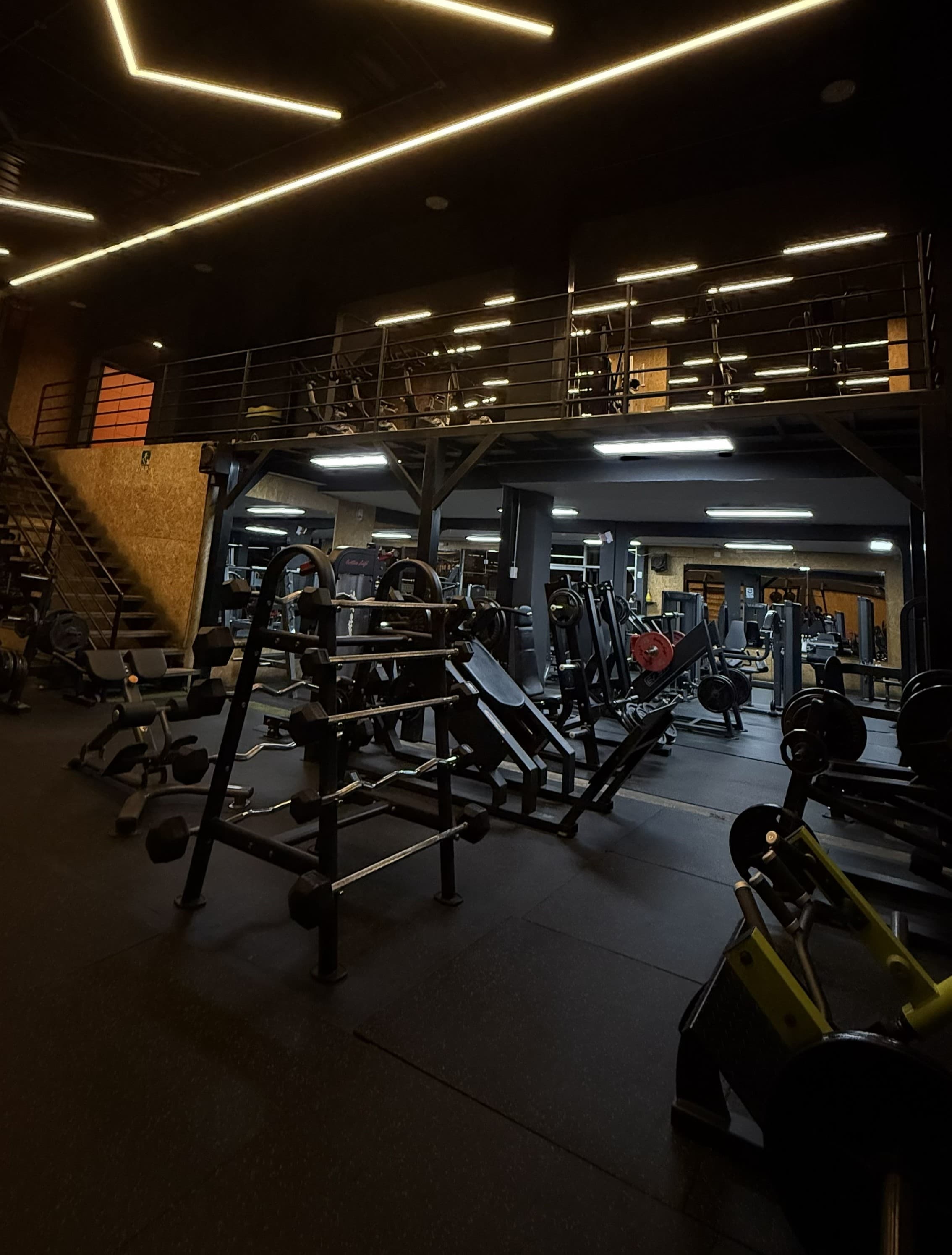 Interior moderno del gimnasio Raffer con equipamiento profesional